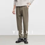 2025 Autumn Winter New Thickened Business Casual Pants Stylish Men's Suit Pants Loose Straight-Leg Tapered Pants