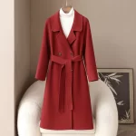 25ss new product 100% sheep wool double-sided woolen coat autumn style simple slim fit women's woolen jacket - Image 3