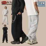 ZODF Hip Hop Winter Man 350gsm Fleece Straight Pants Unisex High Street Loose Fit Sport Warm Trousers Brand Design HY0035