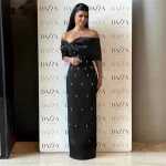 Women Sexy Beading Bandage Dress Off The Shoulder Patchwork Bodycon Clothes Club Party Elegant Dresses - Image 2