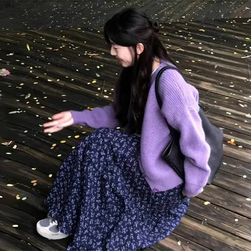 kf-S25d854c47af943ecae22ff1033a62f7dF Retro Floral Skirt Women's Spring 2025 New High-waisted Casual Lazy Wind Autumn and Winter Cake Long Skirt - Image 1