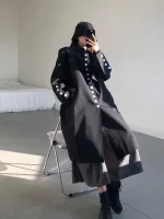 UMI MAO Yamamoto Style Irregular Design Sense Mid-length Trench Coat Female Women's Loose Profile Over-the-knee Jacket Y2K - Image 2