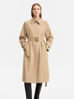 AMII Trench Coat For Women 2025 Autumn New Color Block Patchwork Striped Lapel Belt Fake Two Long Streetwear Outwear 72343009 - Image 3