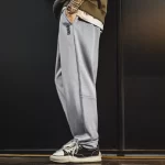 Maden Men's Casual Easypants Elastic Waist Solid Color Breathable Sweatpants Straight-Leg Cuffed Sports Training Pants for Fall - Image 3