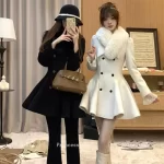 Hepburn Preface Pinch Waist and Clip Cotton Wool Coat 2025 Winter New Item Rich Heiress Thick Woolen Coat Coat Commuting Jacket - Image 2