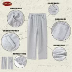 ZODF New 2024 Winter Men's Fleece Straight Pants Retro Unisex Heavy Weight 420gsm Loose Warm Soft Trousers Streetwears HY0874 - Image 2