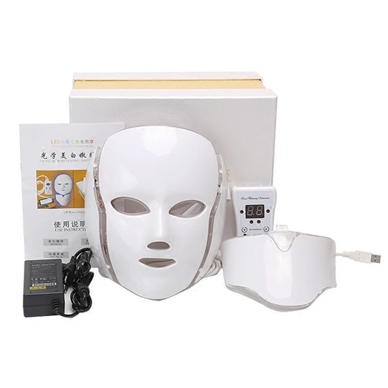 kf-S2dadeb3162ab45218324c13a4476b38bi 7 Colors Led Photon Electric LED Facial Mask with Neck Skin Rejuvenation Anti Wrinkle Acne Photon Therapy Skin Care Beauty Mask - Image 1