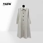 Elegant Notched Collar Trench Coat for Ladies Button Closure Windbreaker Coat Women Jacket with Large Pockets for Women AI1203