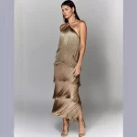 Fashion Neck Fringed Backless Slit Dress for Women - Image 2