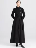 New Women Simplicity Long Woolen Coat Fashion Stand Collar Single Breasted Slim Waist Wool Blended Coat Elegant Daily Outerwear - Image 5