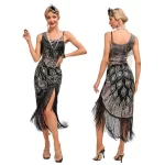 Plus Size 1920s Vintage Fringed Gatsby Sequin Beaded Tassels Hem Flapper Dress Sexy One Shoulder Gastby Dress for Women - Image 2