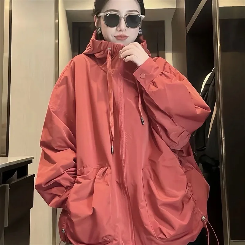 kf-S30a75f6537954d0184e75c742160e6c0X Oversized 5XL Female Windbreaker Jacket 2024 Spring Autumn New Casual Loose Stormtrooper Coat Women Waterproof Hooded Overcoat - Image 1