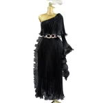 2025 Miyake Fashion Design Dress Slanted Shoulder Solid Color Loose Women's Clothing Medium Length Elegant Dresses Summer New - Image 5