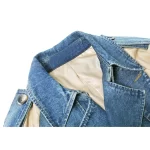 2025 Spring Autumn Fashion Long Denim Splice Trench Coat Women Double Breasted High Quality Windbreaker Female Loose Outerwear