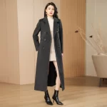 Deep Grey Woolen Coat Double-Breasted Simple Design Autumn Winter New Style Elegantly High-End Tweed Jacket Outerwear 079 - Image 4