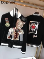 Fashion Autumn Winter Men's Women's Jackets Slim-Fit Embroidered Long Sleeve Jackets Stand Collar Baseball Uniform Jacket Coats