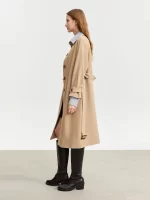 AMII Trench Coat For Women 2025 Autumn New Color Block Patchwork Striped Lapel Belt Fake Two Long Streetwear Outwear 72343009 - Image 4