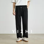 Men's Fashion Commuter Elastic Waist Drawstring Straight Pants Summer New Slightly Elastic Loose Casual Japanese Men's Wear - Image 4