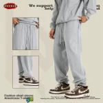 ZODF 2024 Autumn Winter Men Solid Sweatpants Women Unisex Casual Basic Loose Heavyweigh 440gsm Sport Joggers Pants HY0890 - Image 2