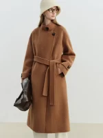 ZIQIAO Gray Wool Coat Women Lace-up Loose French Style Temperament Simple Chic Ins 2025 Winter New Short Woolen Coat - Image 4