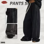 ZODF Trendy 2025 Autumn Men Washed Cotton Pants Unisex 380gsm Distressed Oversized Solid Terry Sport Trousers Streetwears HY1075 - Image 2