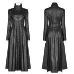 PUNK RAVE Women's Dark Punk Front Zipper Stand Collar Maxi Overcoat Goth Stage Performance Cosplay Womens Trench Long Coats - Image 5