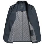 Logo-less Style Men Essential Blazers Blue Khaki Suit Jacket Notched Collar Modern Slim Cut Attire for Business Travel & Daily - Image 5