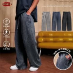 ZODF Retro 2024 Spring Men Washed Cotton Straight Pants Unisex Casual 330gsm Distressed Loose Trousers Brand Clothes HY0830