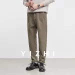 2025 Autumn Winter New Thickened Business Casual Pants Stylish Men's Suit Pants Loose Straight-Leg Tapered Pants - Image 3