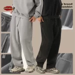 ZODF Winter Warm Man Washed Fleece Straight Pants Unisex 350gsm Ripped Distressed Sport Trousers Brand Bottoms HY0054 - Image 3