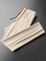 JSBD Spring summer old money wind ice silk air layer Modal space cotton sweatpants men's solid color straight leg casual pants
