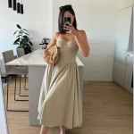 Mingmingxi Elegant Dress for Summer Pink Spaghetti Strap Midi Dress with Pocket Long Party Dresses Holiday Women Clothing - Image 5