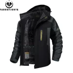 9XL New Winter Men Outwear Fleece Warm Removable Hooded Jacket Men Outdoor Skiing Windbreaker Waterproof Casual Jacket Coat Male
