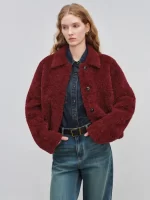 ZIQIAO 2025 Winter Women's Short Faux Wool Fur Jacket with Lapel Collar - Plush Fleece Thermal Coat for Street Office Casual - Image 2