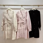 Japanese Elegant Sweet Ruffles Collar Long Sleeve Double Breasted Belt Slim Fit Loose Versatile Long Trench Coats Women Spring - Image 4