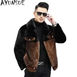 AYUNSUE Luxury Real Mink Fur Coat Men Winter Jacket 2025 Fashion Slim Mink Real Fur Coats and Jackets Fashion Casaco Masculino S