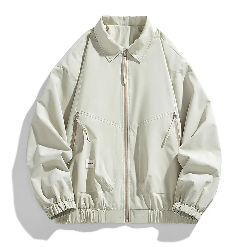 kf-S45aba45e1db14e64ad5151c388c4306b5 Men's coat trend new style fashionable all-go lapel retro jacket men casual city pure color breathable comfortable men's jacket - Image 1