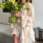 KWTX Elegant Ruched Mini Dress For Women Round Neck Lantern Long Sleeve High Waist Temperament Dresses Female Fashion Sexual - Image 4