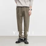 2025 Autumn Winter New Thickened Business Casual Pants Stylish Men's Suit Pants Loose Straight-Leg Tapered Pants - Image 4