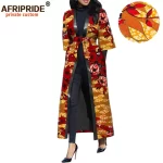 2025New Arrival African Wax Casual Coat for Women AFRIPRIDE Three Quarter Sleeve Ankle Length Women Coat with Sashes A1824009