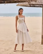 Women's Boho High‑Waist A‑Line Double‑Layer Midi Skirt White Off‑White Lightweight Summer Trending Euro‑Style Lace Skirt - Image 4