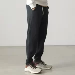 Autumn Winter New American Retro Thick Knitted Sweatpants Men's Simple Elastic Waist Drawstring Sport Casual Ankle-tied Pants