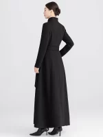 New Women Simplicity Long Woolen Coat Fashion Stand Collar Single Breasted Slim Waist Wool Blended Coat Elegant Daily Outerwear - Image 3