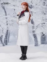 MiHoYo Game Genshin Impact Frost Flame Fatui Harbinger Long Coat Executive Officer Trench Cosplay Costume Windcheater for Women - Image 4