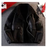 Winter New Retro Motorcycle Suit Leather Jacket Fashion Outerwear A Trendy Stylish and High-end Faux Fur One-piece Warm Jacket - Image 2
