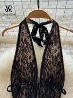 SINGREINY Sexy Lace High Slit Dress Ladies Trendy Sensual Deep V Neck Ruffles Lace Up Halter Backless Luxury Party Maxi Dresses - Image 4