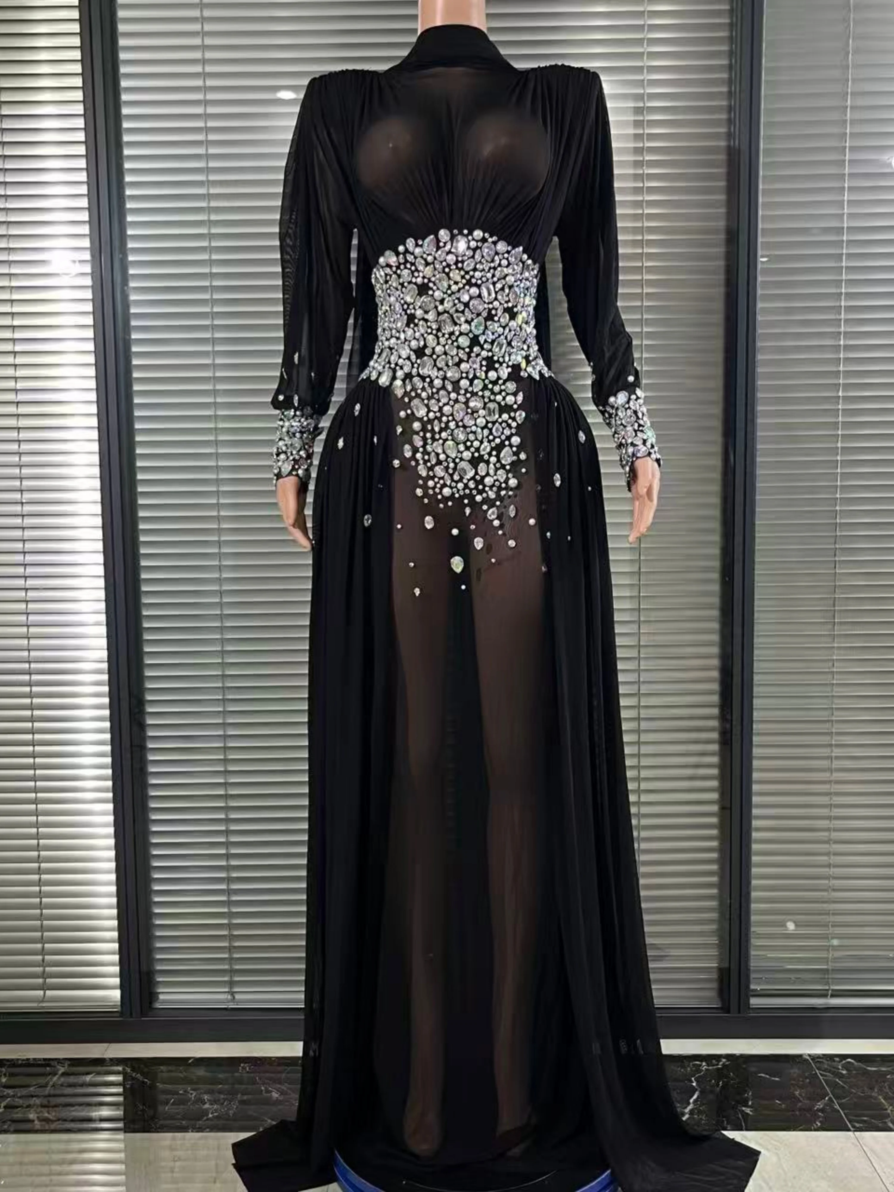 kf-S502026537d5c4a2a97b8d28c70cb22f1p Sophisticated Tailored Rhinestones Long Dress Celebrate Evening Prom Red Carpet Gala Cocktail Party Birthday Party Dress - Image 1