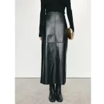 Women's Leather Skirt, Lady Plant Tanned Sheepskin Skirt, Autumn Winter, High Street, Show Thin Hip Skirt - Image 3