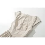 YENKYE High Street Women Sexy Backless Pleated Swing A-line Midi Dresses Short Sleeve Low Waist Elegant Party Dress Black Robe - Image 6