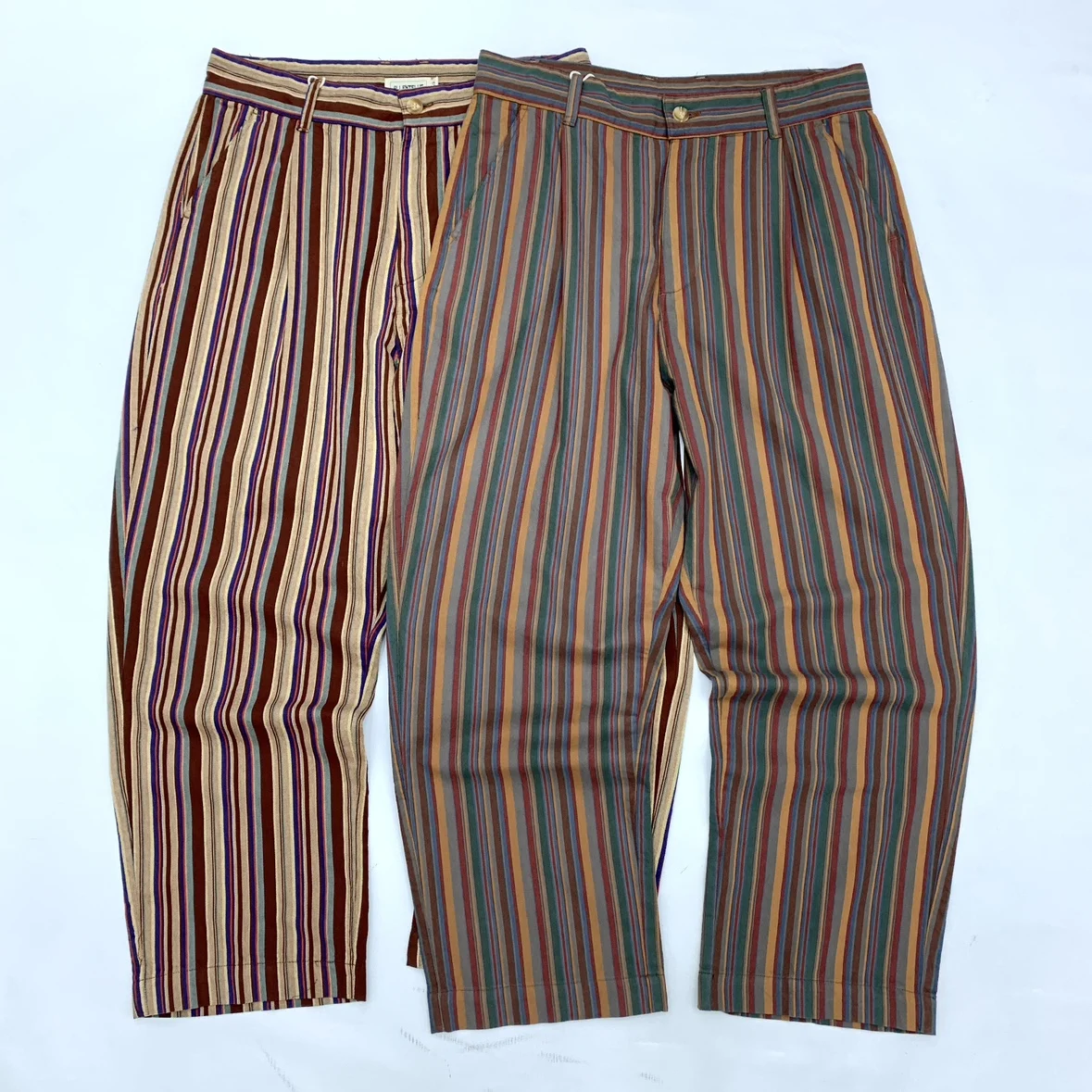 kf-S53984000193b49e3a8d13485cca5463cj Autumn New British Style Low-crotch Straight-leg Colorful Striped Casual Pants Men's Fashion 100% Cotton Loose Wide-leg Trousers - Image 1